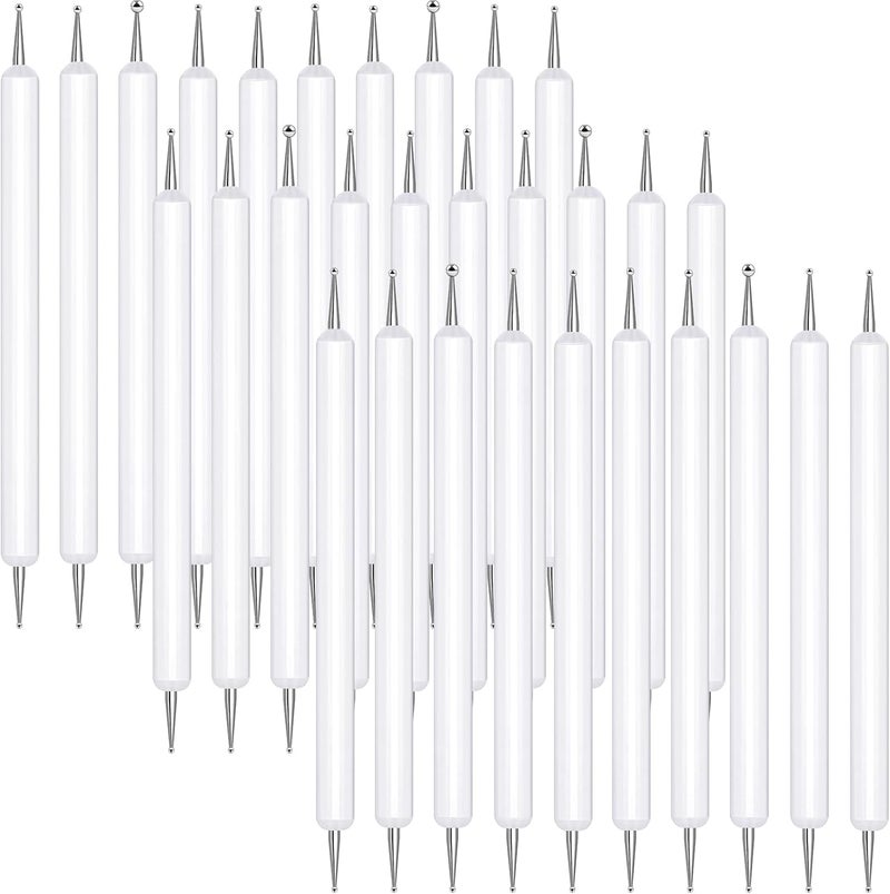 Ashmacdo 20 Pcs Dotting Tools for Painting,Ball Embossing Stylus for Transfer Paper,Tracing Tools for Drawing, Embossing Tools for Paper, Art Dotting Tools for Nail Art (White) - Image 1